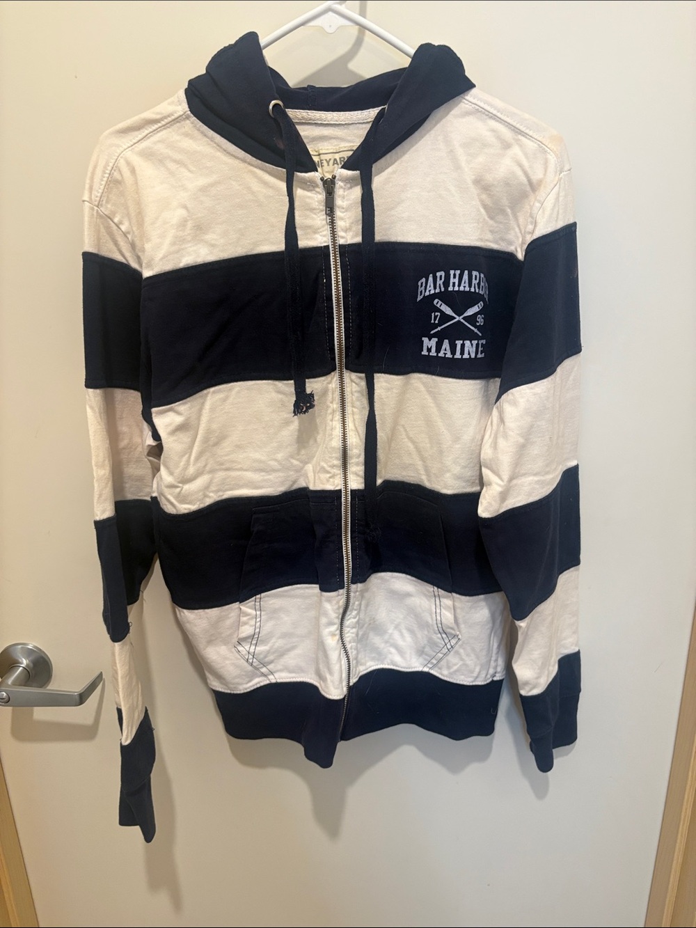 Bar Harbor Maine Striped Zip Hoodie